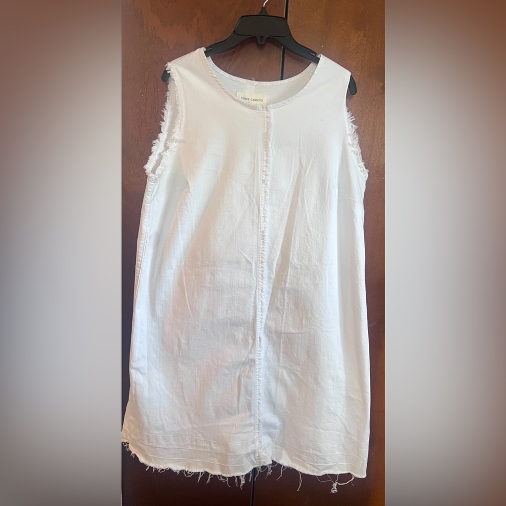 Vince Camuto White Frayed Edge dress